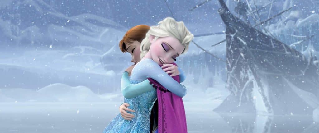 Frozen Anna and Elsa hug