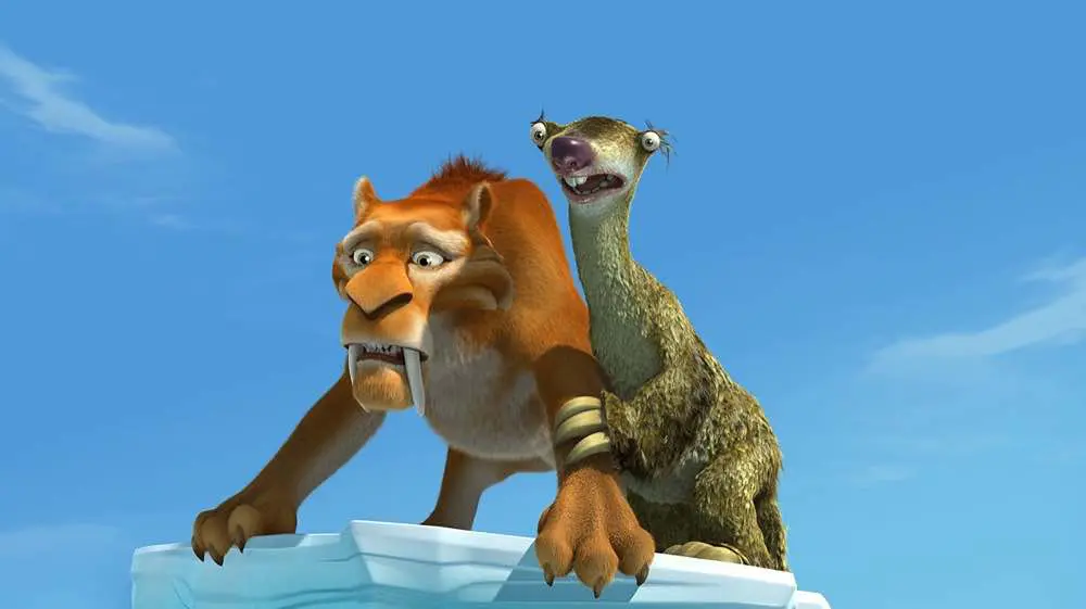 Ice Age The Meltdown Sid and Diego on the edge of a patch of ice