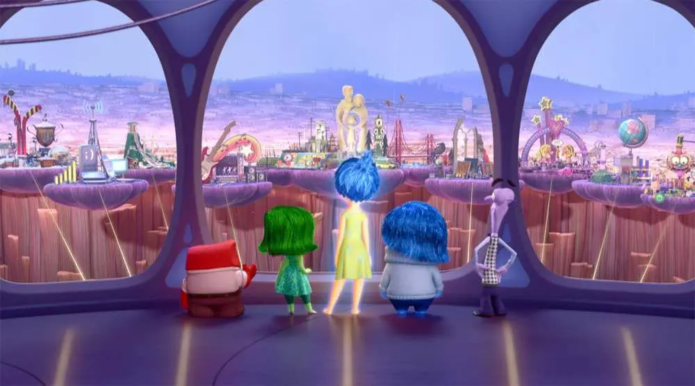Inside Out All 5 emotions looking out a window