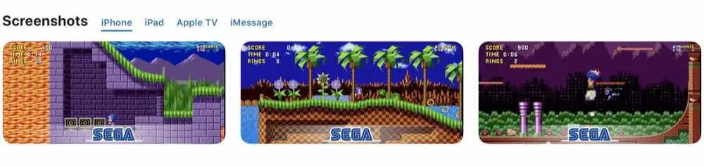 Sonic the Hedgehog classic iphone screen shots