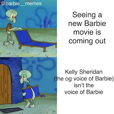 Barbie character different voice meme