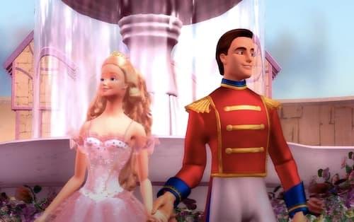 Barbie in the Nutcracker standing with the Prince