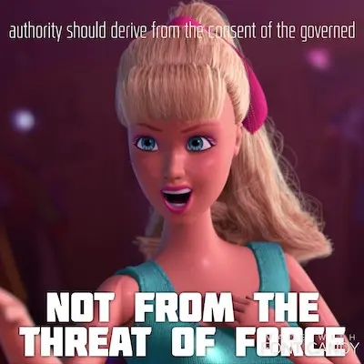 Barbie laying down the law meme