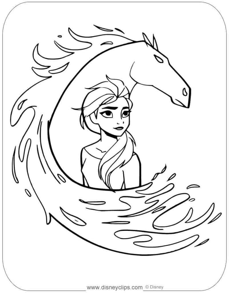 Elsa and her horse coloring pages