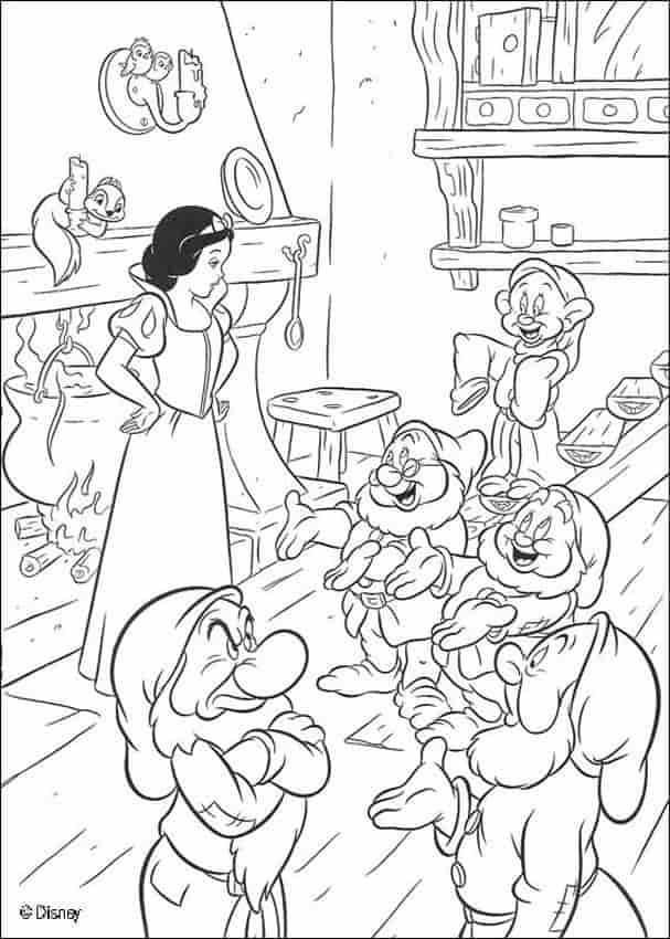 Snow White Disney Princess and the Seven Dwarfs coloring page
