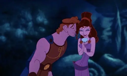 Hercules leaning in to kiss Meg