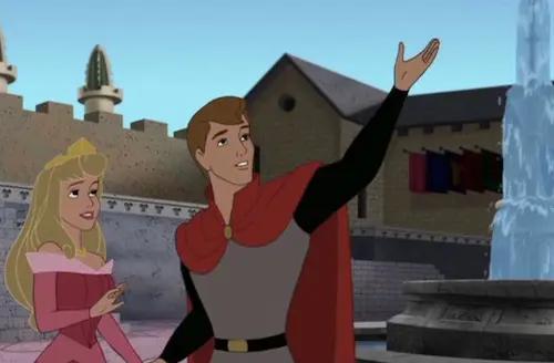 Prince Phillip showing Aurora around the castle