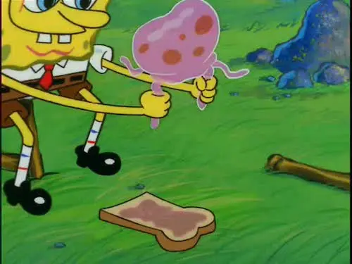 SpongeBob making a jellyfish sandwich