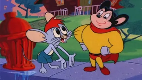 Mighty Mouse talking to a rat with red hair