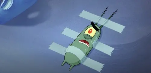 Plankton taped down to a table