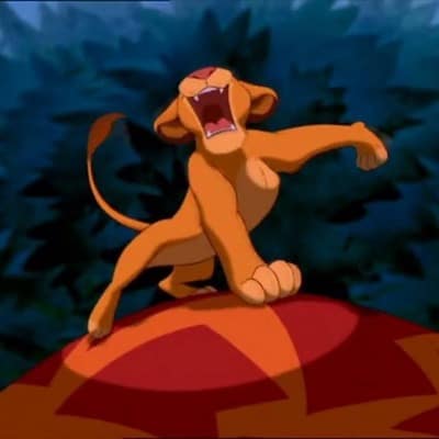 Simba singing in The Lion King