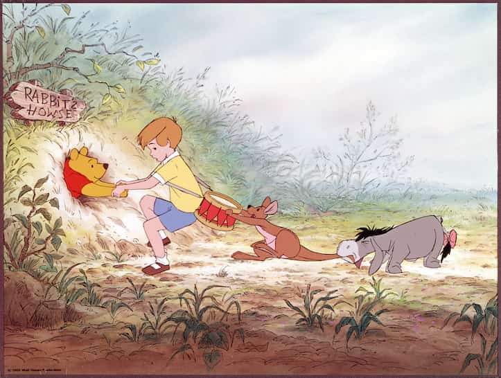 The Many Adventures of Winnie the Pooh pulling Pooh out of a hole