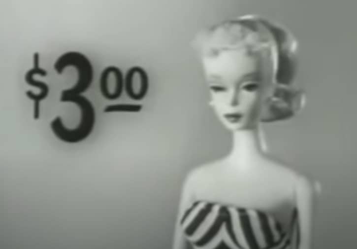 1959 Barbie Commercial with $3 price tag