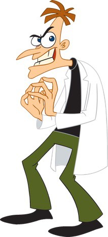 Dr. Heinz Doofenshmirtz head to toe photo with evil laugh