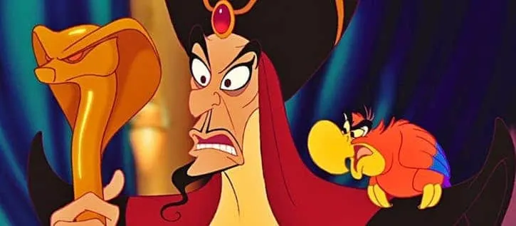 Jafar and Iago on this shoulder from the movie Aladdin