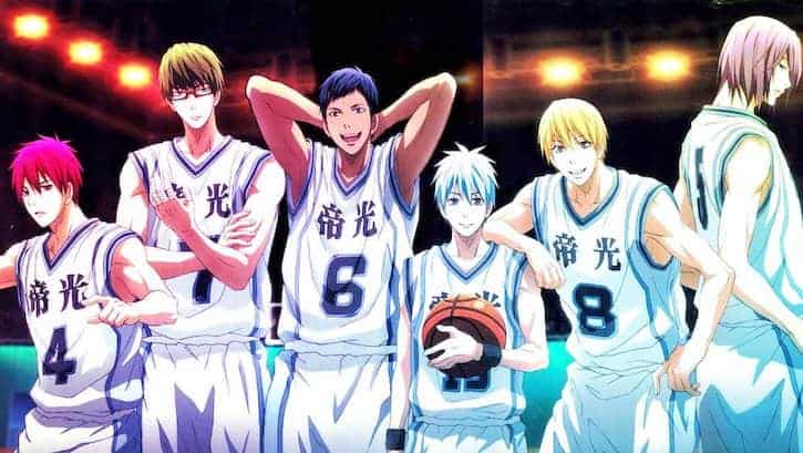Kuroko's Basketball anime characters in their team uniform