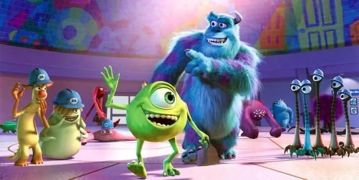 Mike and Sully walking into work being cheered on by their peers