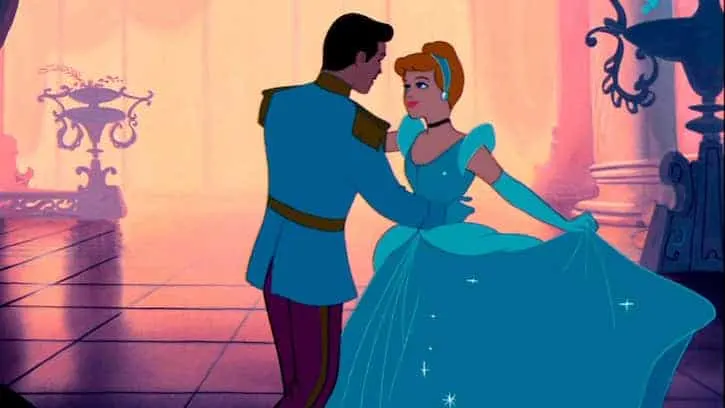 Prince Charming dancing with Cinderella