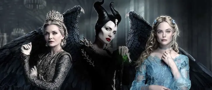 Queen Ingrith, Maleficent, and Aurora