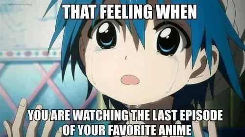 sad feeling when your anime show is over meme
