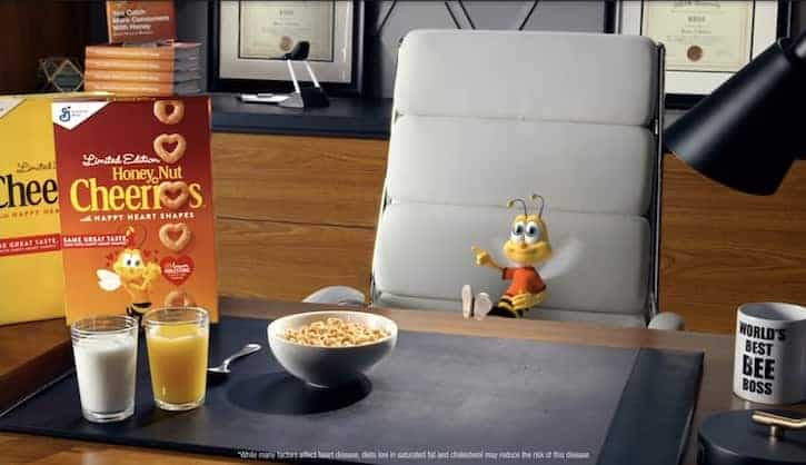 Buzz Bee cereal mascot on Honey Nut Cheerios