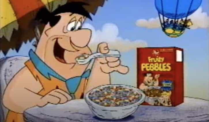 Fred Flintstone cereal mascot for Fruity Pebbles