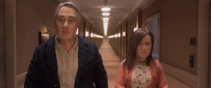 Anomalisa Michael Stone and Lisa walking down a long hallway