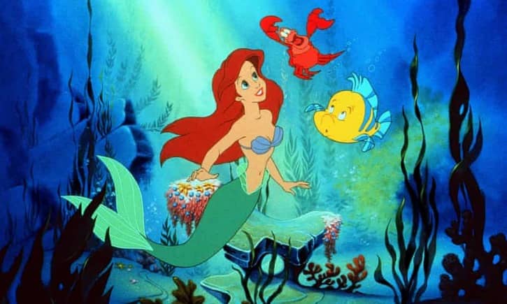 Ariel Flounder and Sebastian swimming underwater