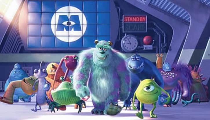 Monsters Inc all the monsters walking into work