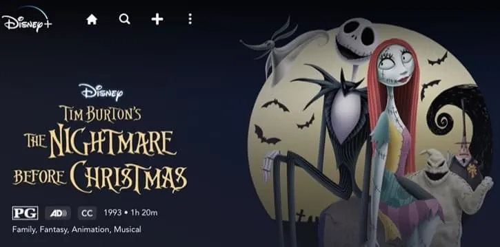 The Night Before Christmas movie on Disney Plus