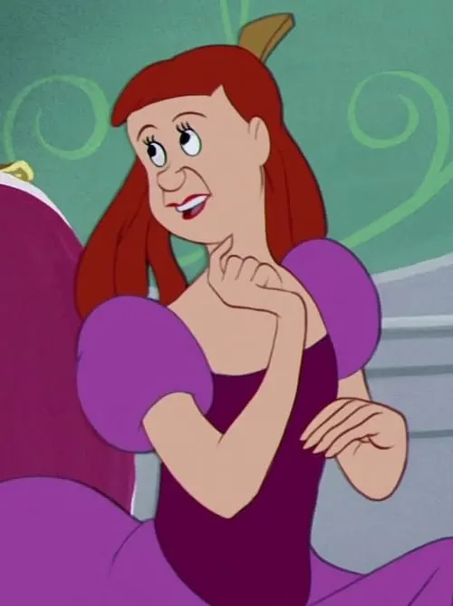 Anastasia Tremaine with red hair and a purple dress