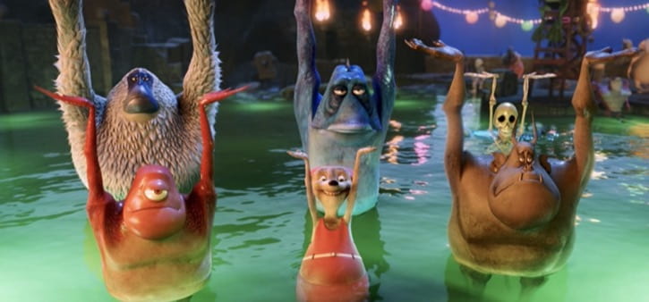 Hotel Transylvania Monsters exercising in the pool