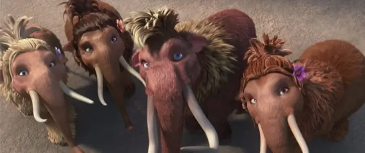 Ice Age Continental Drift Group of four girl mammoths
