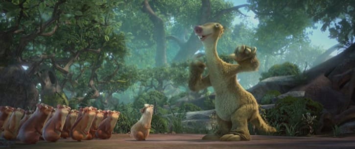 Ice Age Continental Drift Sid Dancing to communicate with the small hyrax