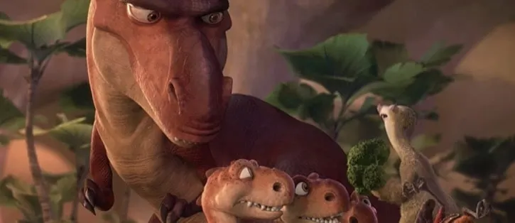 Ice Age Dawn of the Dinosaurs Sid with the baby dinos and mother dinosaur