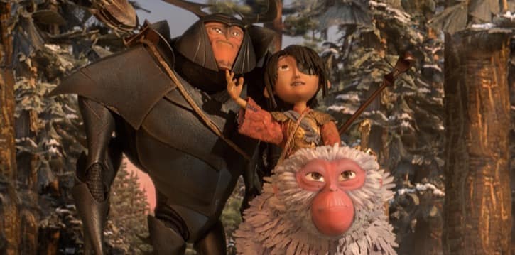 Kubo and the Two Strings with Kubo, Mother, and Beetle
