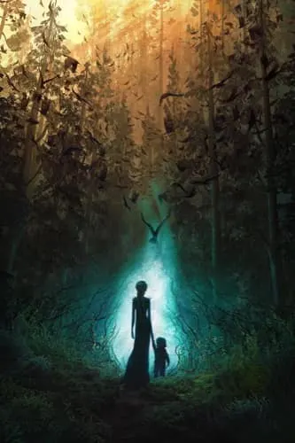 Laika Wildwood movie artwork with the individuals standing in the woods