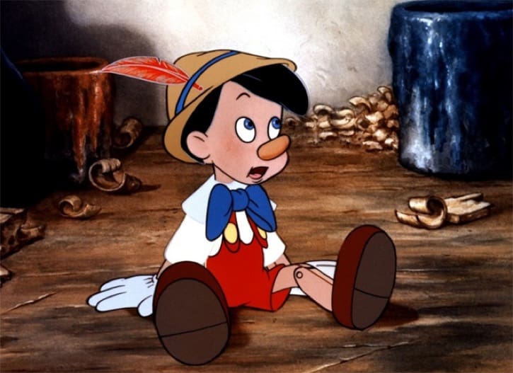 Pinocchio sitting on the floor