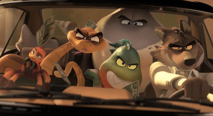 All of the bad guys riding in a car