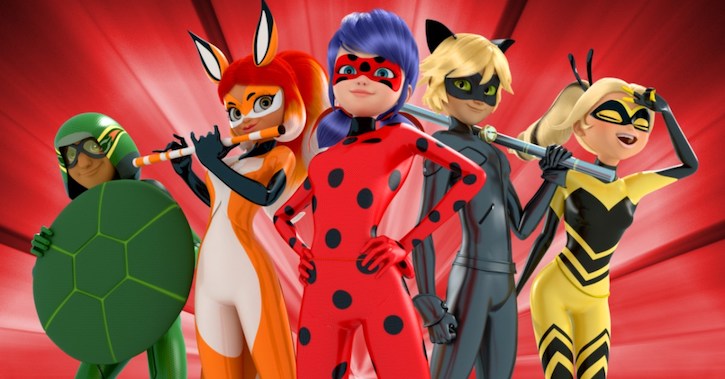 Ladybug Characters including Ladybug, Cat Noir, Rena Rouge, Carapace, and Queen Bee