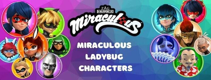 Miraculous Ladybug and Cat Noir top 13 character faces and Miraculous logo