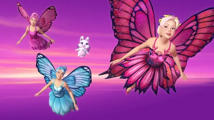 Barbie Mariposa flying with her fairy friends