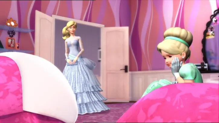 Barbie talking to Kelly about the Christmas Ball