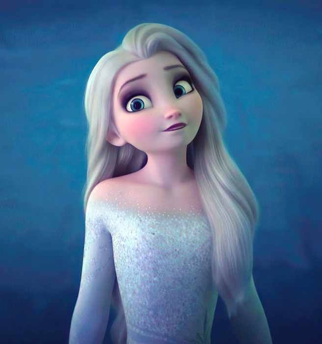 Elsa image with a curious look on her face