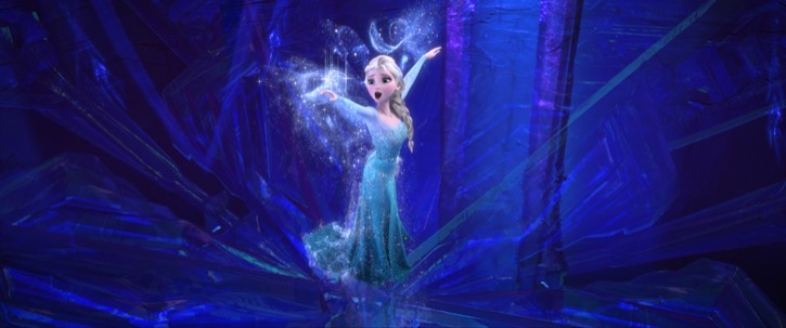 Elsa singing and building her ice castle