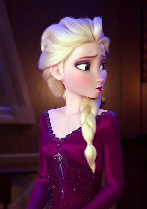 Elsa singing in her purple dress up close image