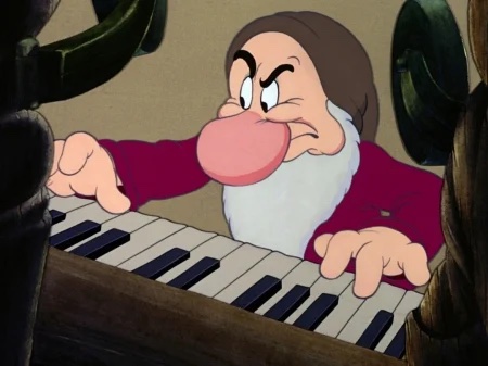 Grumpy playing the organ
