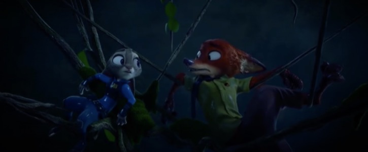 Judy and Nick caught in jungle vines from falling