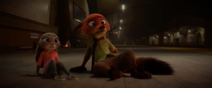 Judy and Nick look on as their evidence explodes