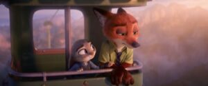 Judy comforting Nick who is sad on a sky tram ride